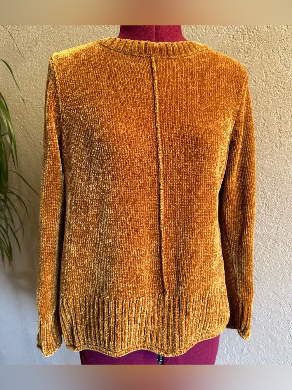 Chenille Knit Pullover Sweater - Mustard Yellow